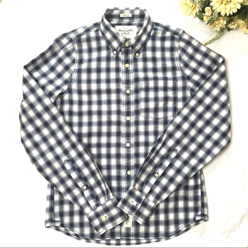 Abercrombie & Fitch Long Sleeve Plaid Shirts Men